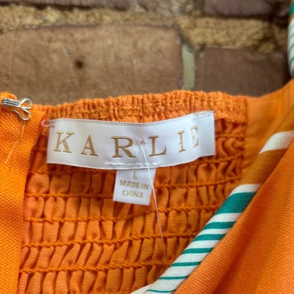 Karlie Sweetheart Orange Puff Sleeve Mini Dress NWT Size Large - Picture 2 of 7